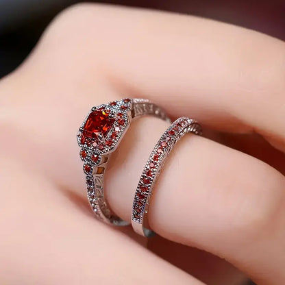 Couple Red Zircon Ring for Men And Women